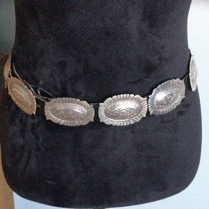 Sterling silver concho belt with 10 medallions & buckle Artist TC Thomas Charley